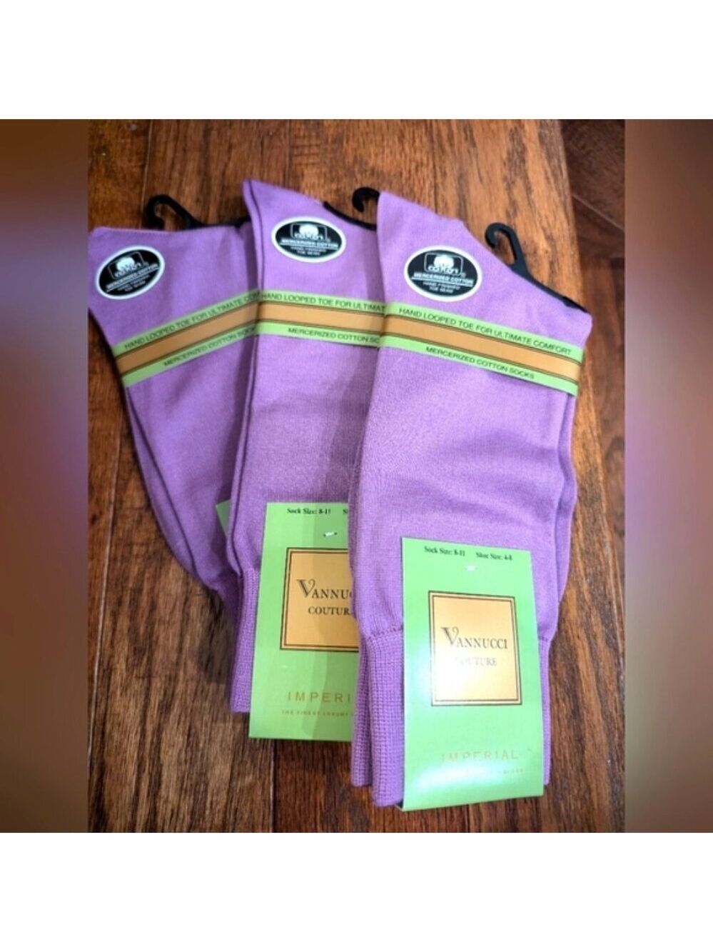 NWT Vannucci Couture purple Imperial Cotton Dress socks 3 pairs M 4-8 W …